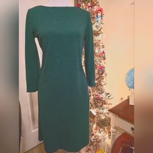 Sweater Dress SP Navy & Jade 100 % Cotton Jersey By Talbots
